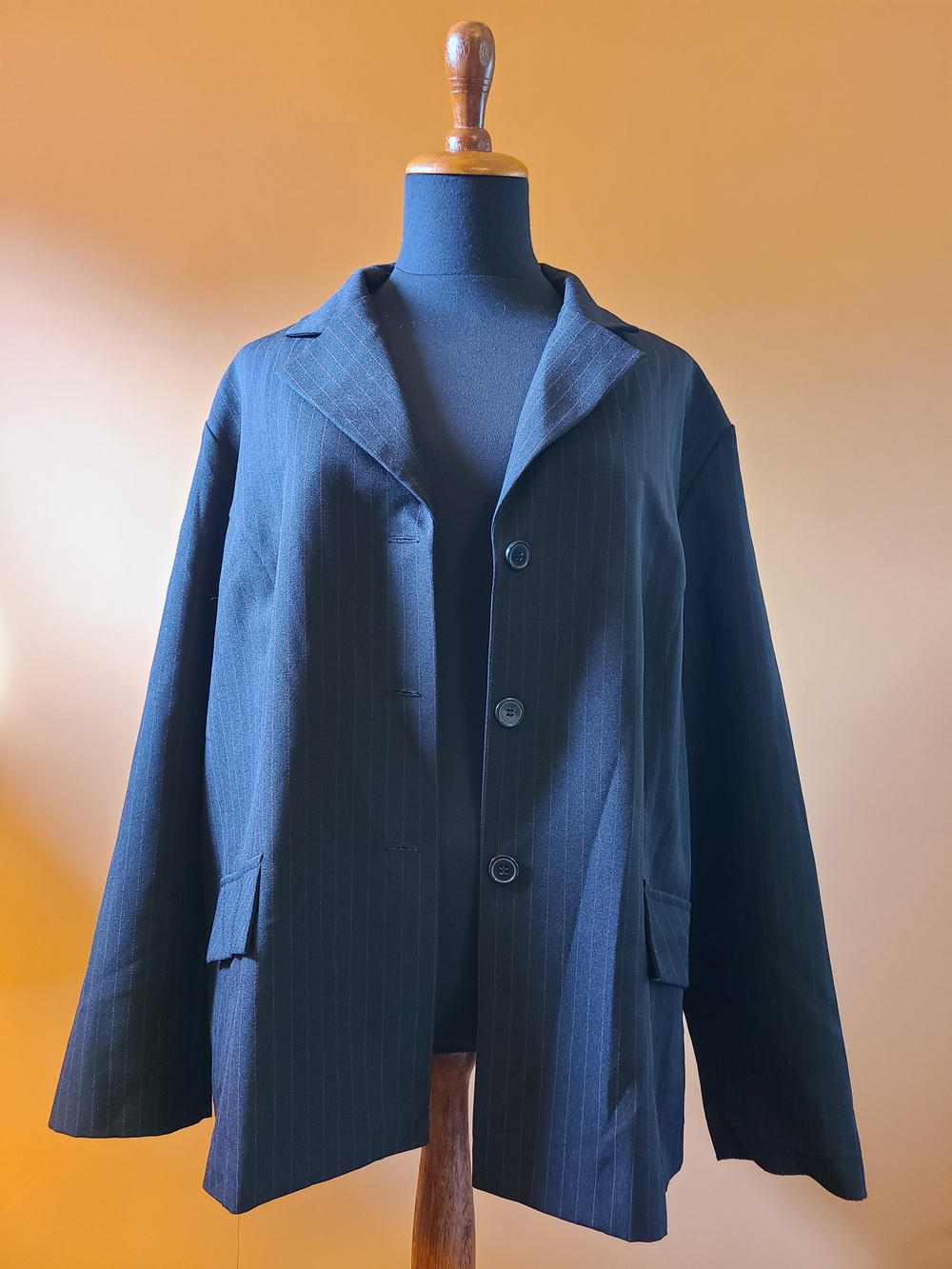 Penningtons Red Pinstripe Black Button-Front Jacket